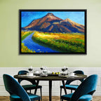 Mountain Village Stream at Golden Hour Wall Art
