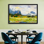 Summer Meadow Watercolor Landscape Wall Art