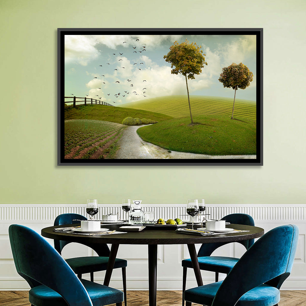 Serene Green Hills Pathscape Wall Art