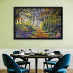 Sunlit Forest Path with Wildflowers Wall Art