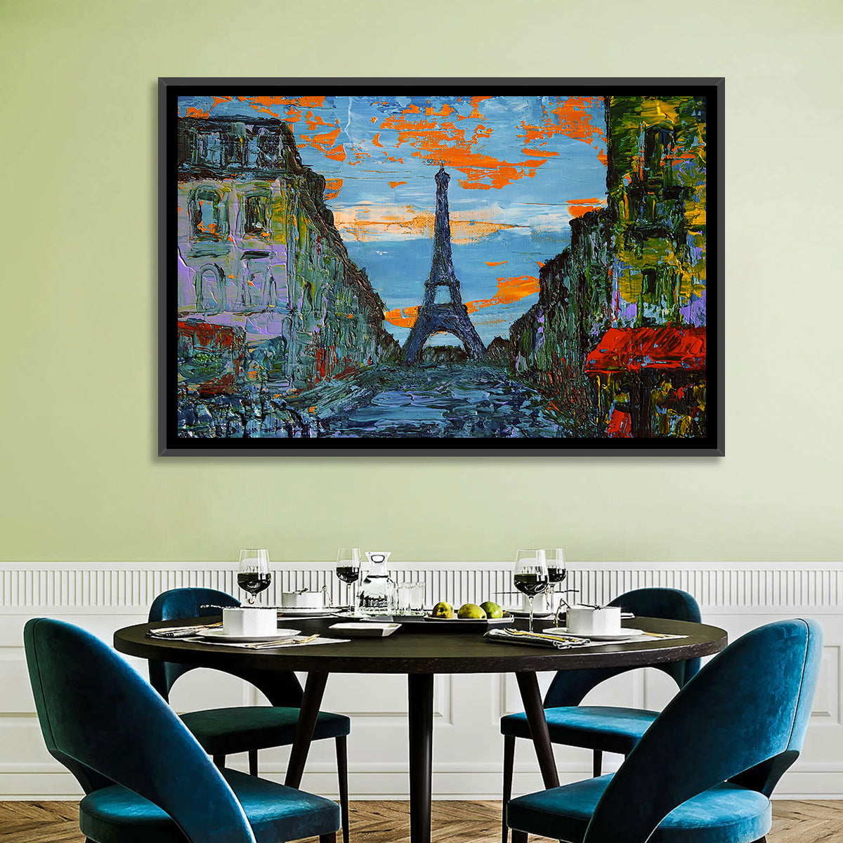Paris Dusk Street, Eiffel Tower Wall Art