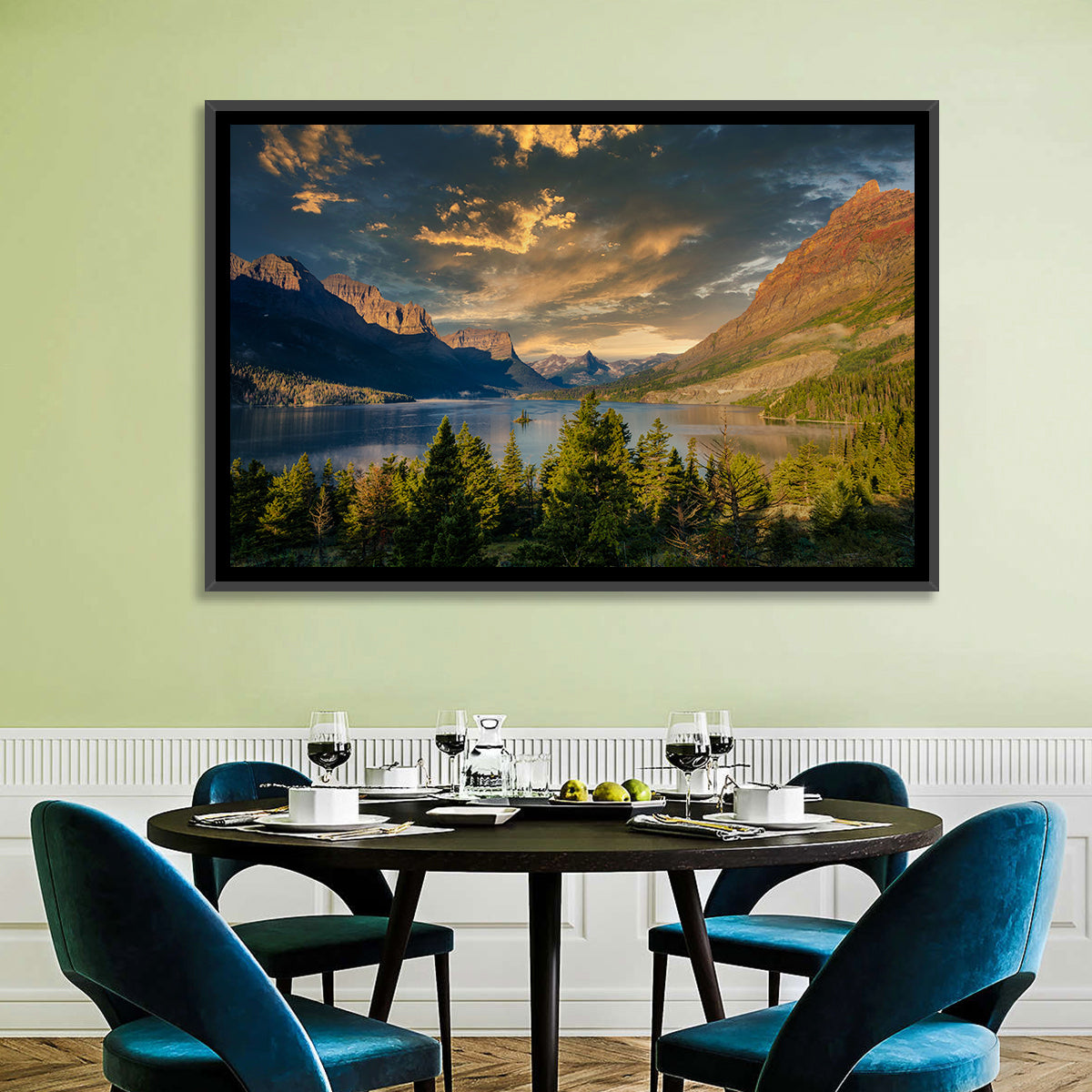 Wild Goose Island, St. Mary Lake Wall Art in a room, landscape