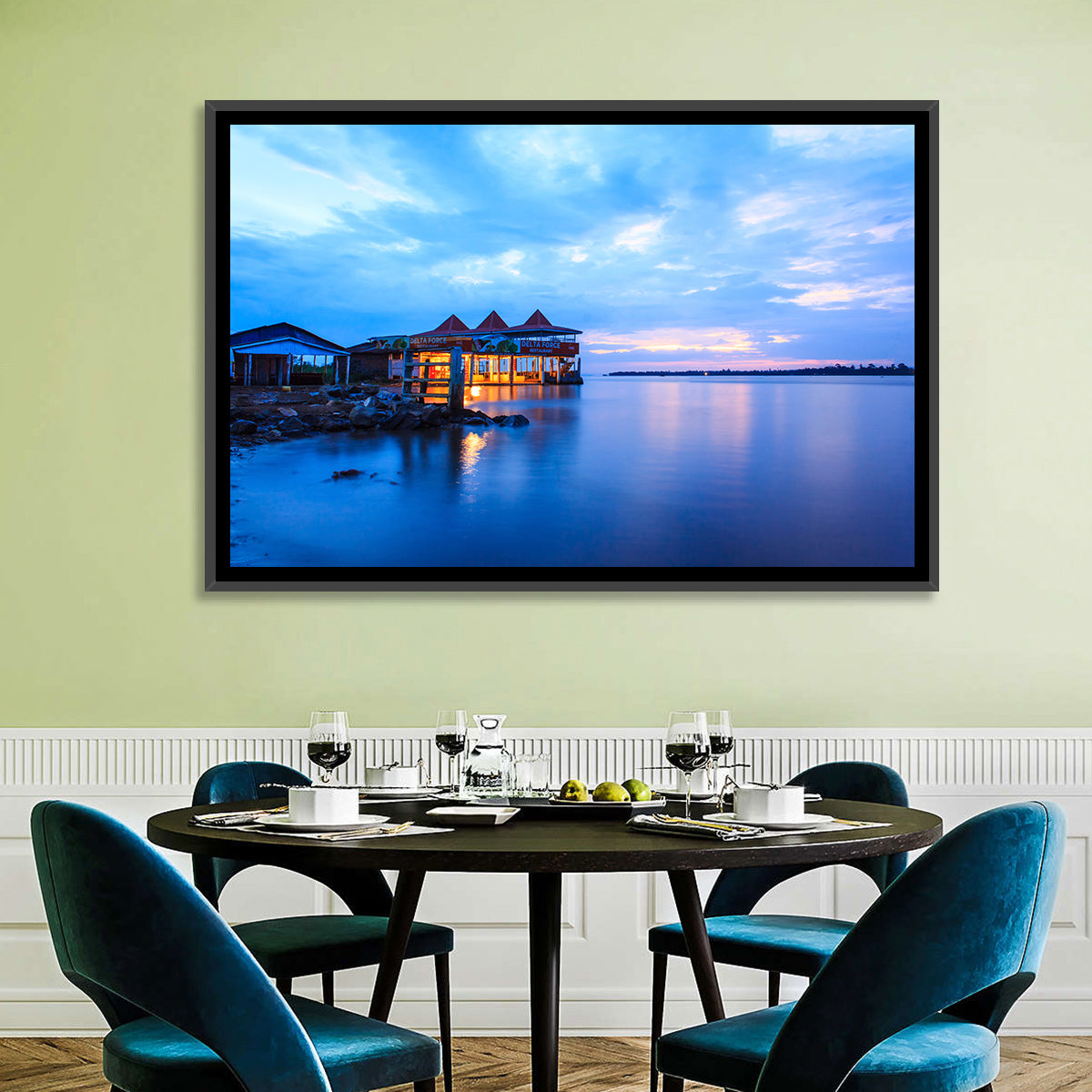 Twilight Restaurant on Lake Victoria Wall Art in a room, landscape