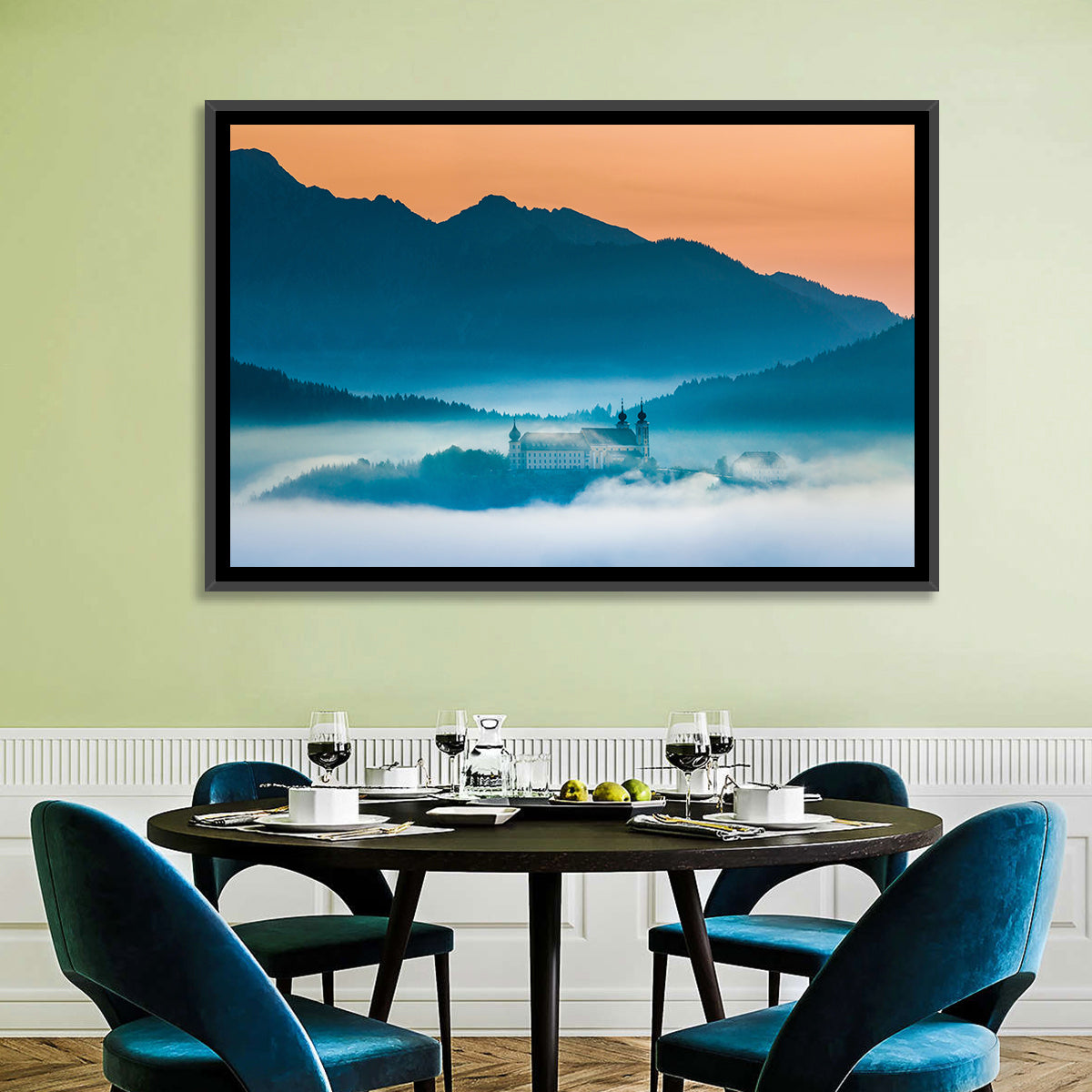 Benediktbeuern Abbey in Morning Fog Wall Art