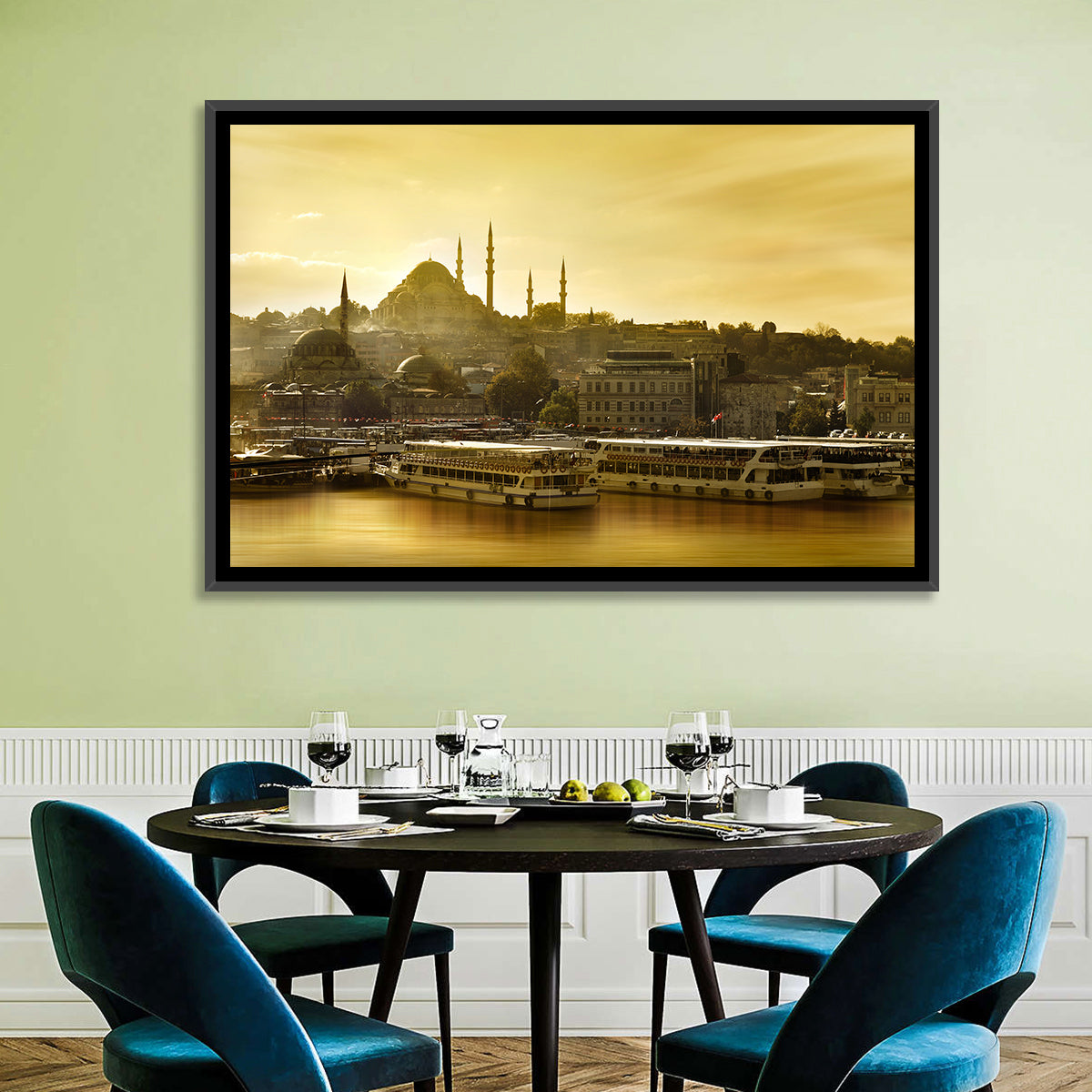 Suleymaniye Mosque Sunset Silhouette Wall Art