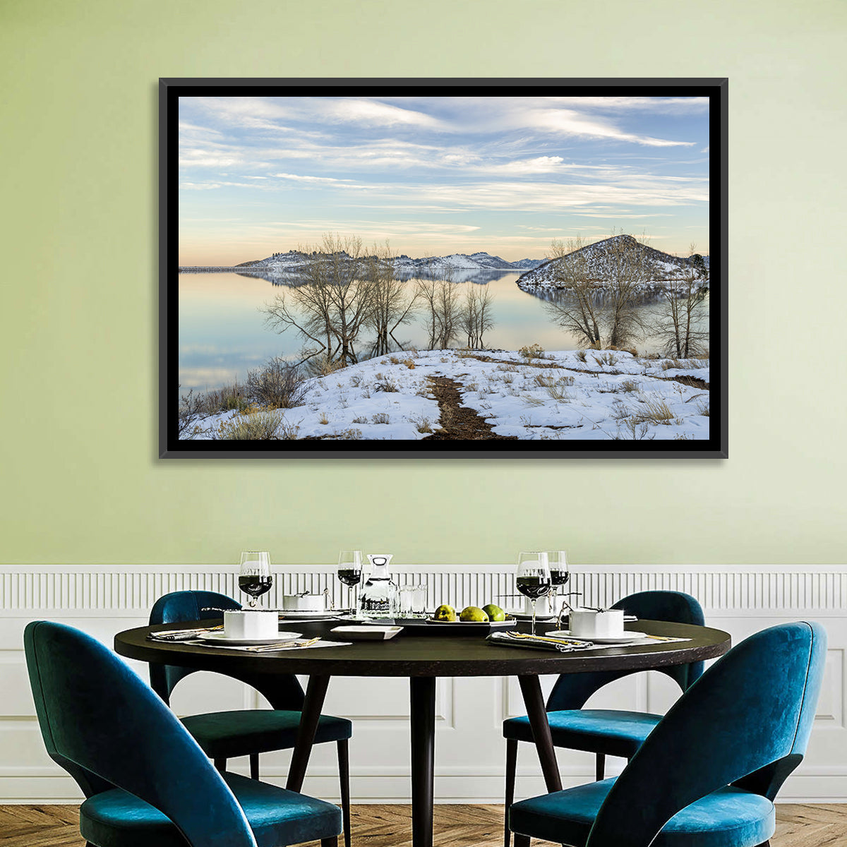 Horsetooth Reservoir Frozen Reflection Wall Art