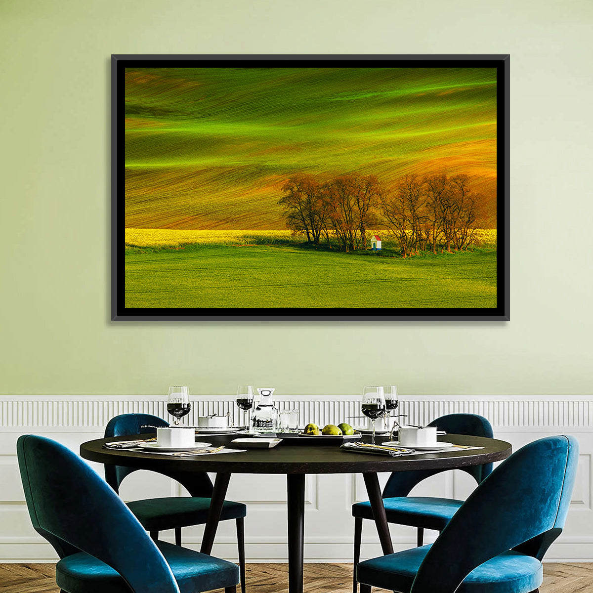 Moravian Wheat Fields with Chapel Wall Art