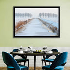 Frozen Canal with Bare Trees Wall Art