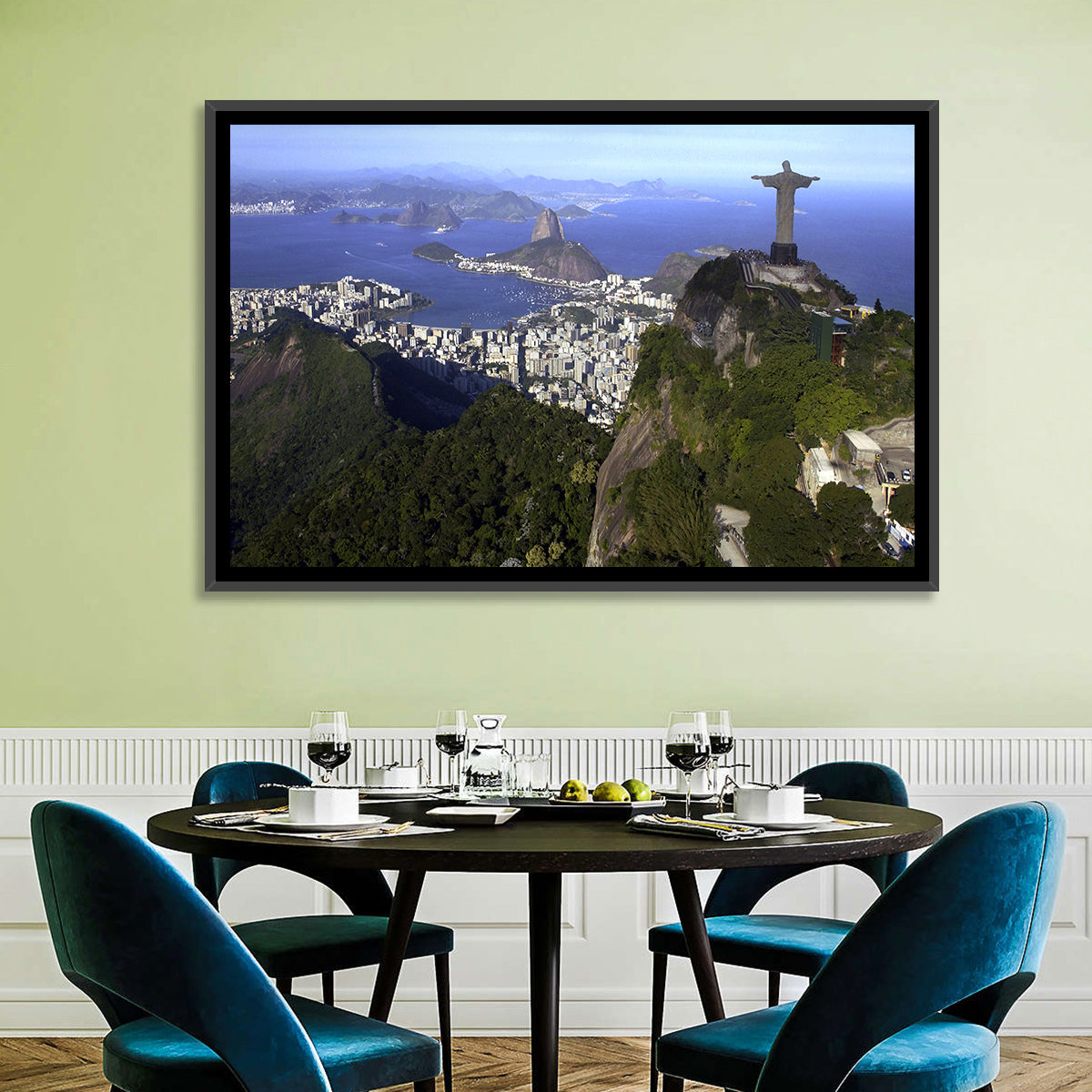 Christ the Redeemer Over Rio De Janeiro Wall Art in a room, landscape