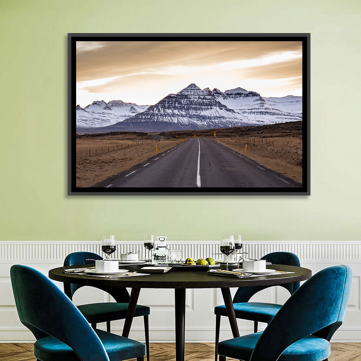East Fjords Road at Dusk Wall Art in a room, landscape
