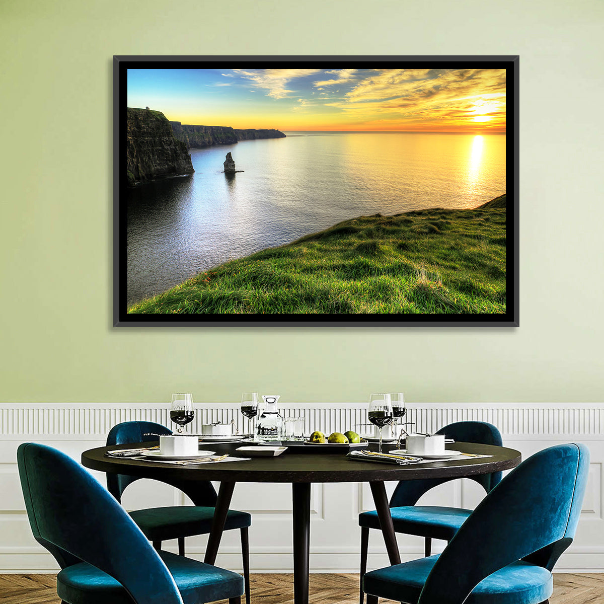 Cliffs of Moher at Sunset Wall Art in a room, landscape