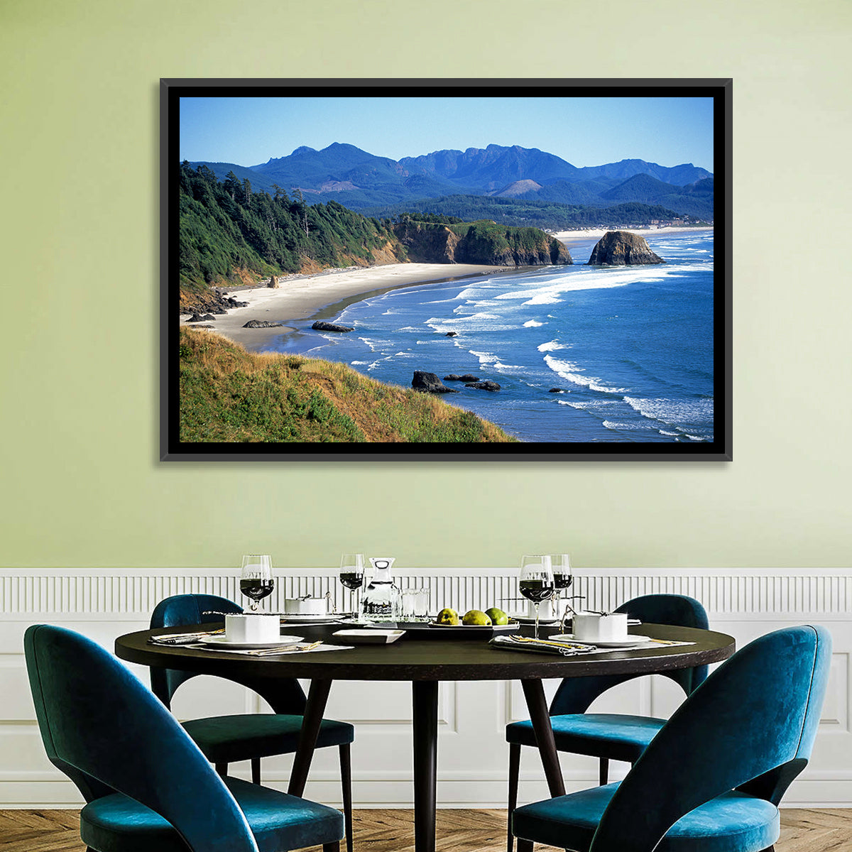 Ecola State Park Coastline Wall Art in a room, landscape