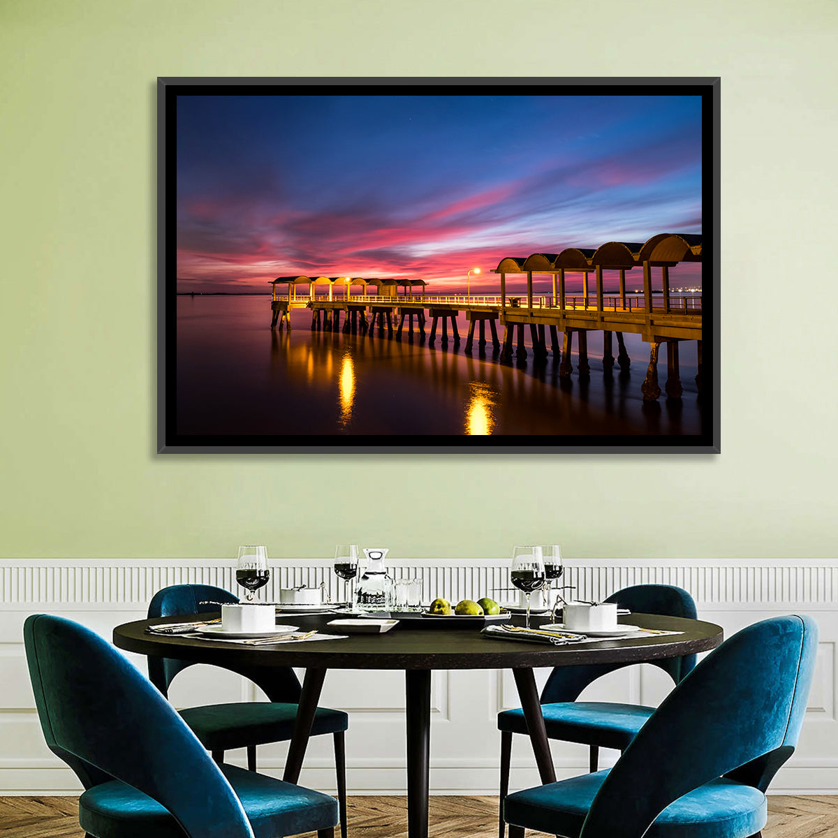 Twilight on Jekyll Island Pier Wall Art