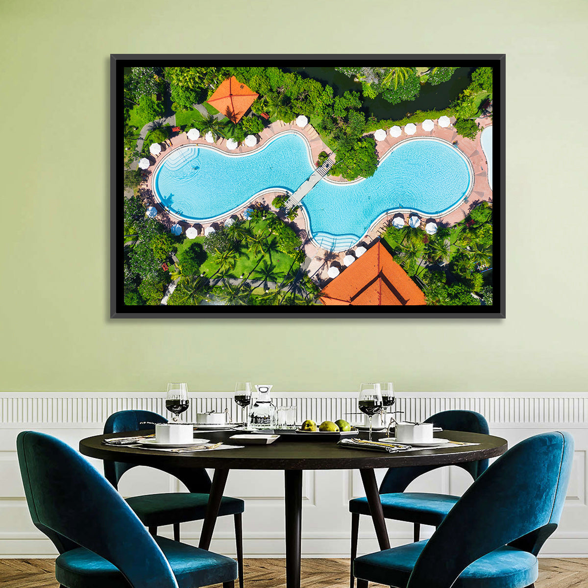 Aerial Figure Eight Resort Pool Wall Art