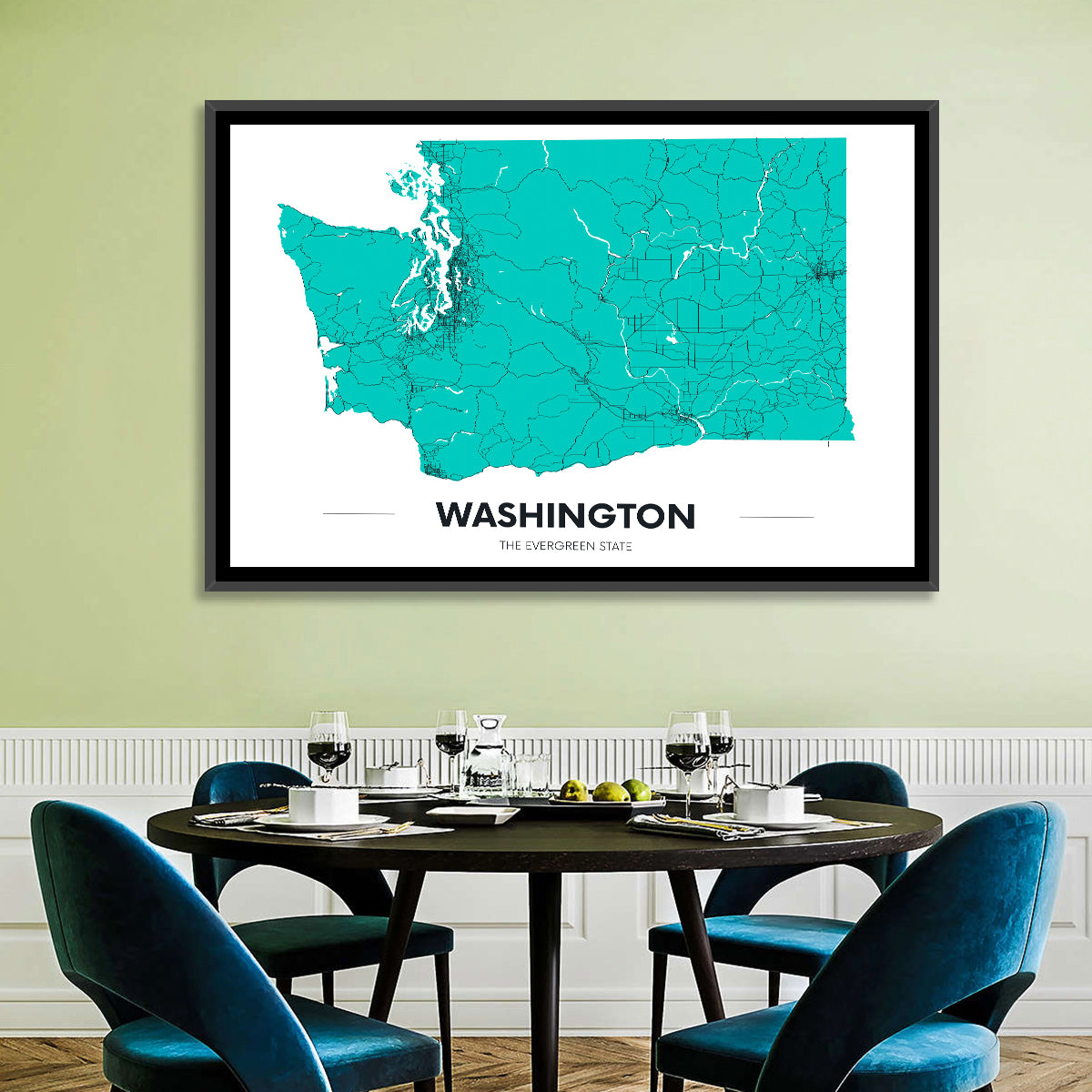 Washington State Minimalist Map Wall Art