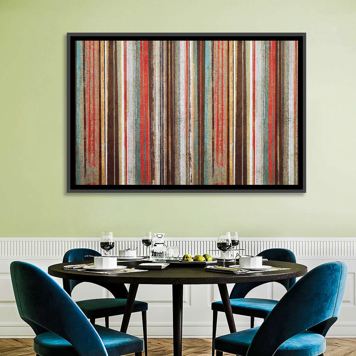 Layered Stripes Wall Art in a room, landscape