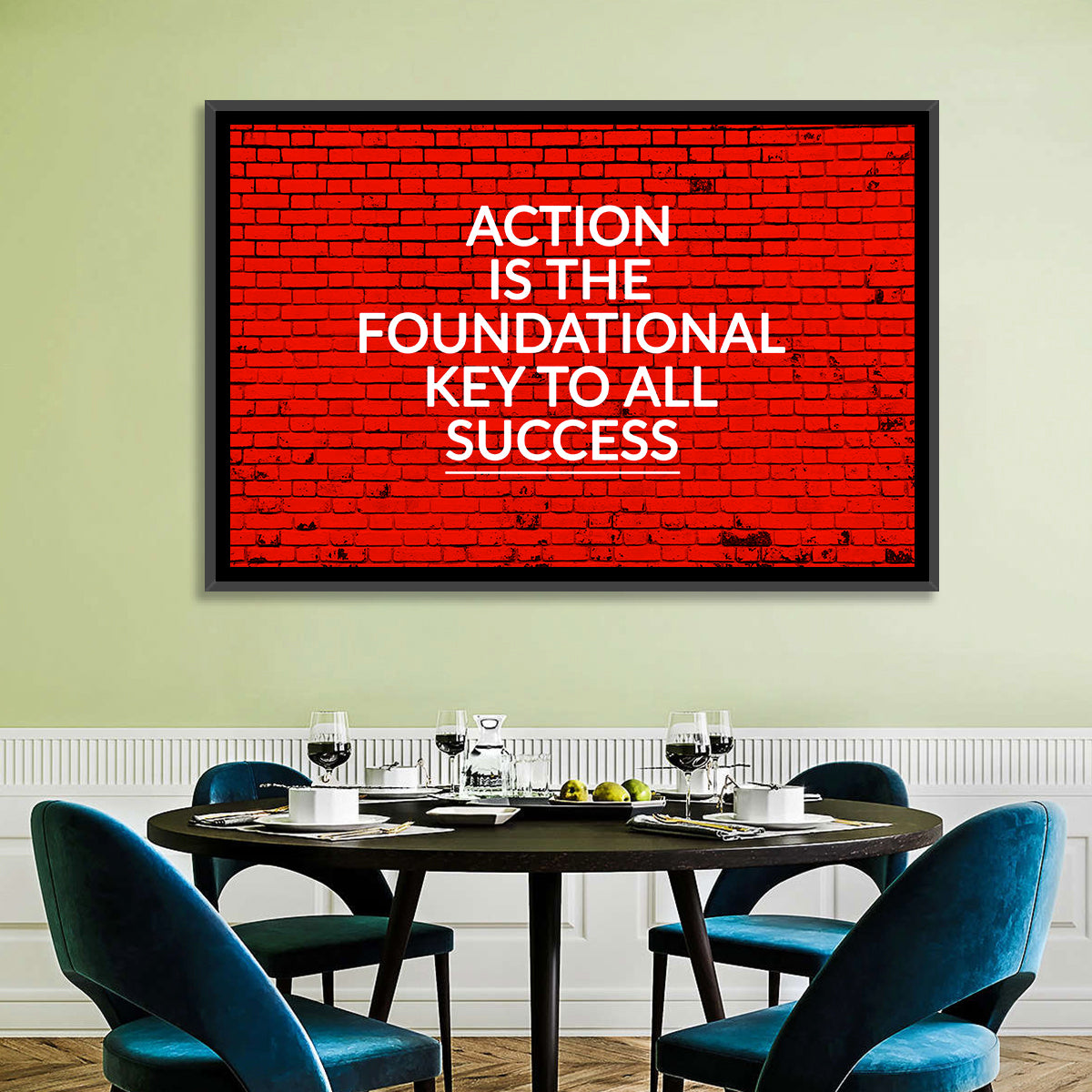 Key to Success on Red Brick Wall Art in a room, landscape