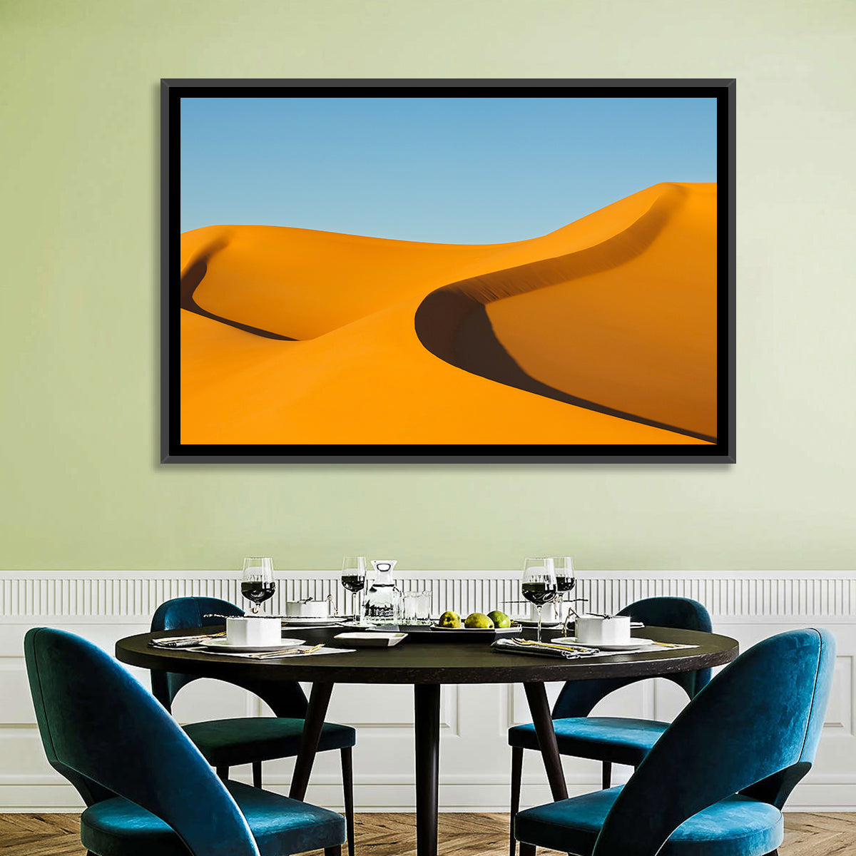 Awbari Golden Dunes Wall Art in a room, landscape