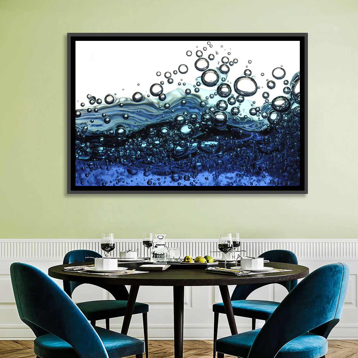 Underwater Bubbles Wall Art in a room, landscape
