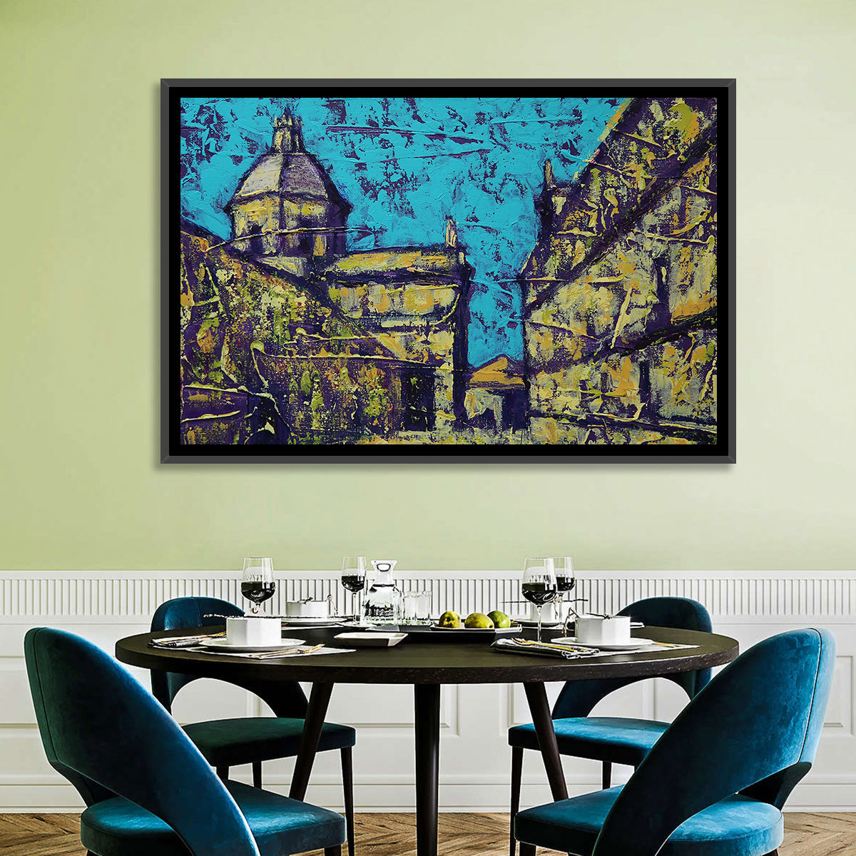 Las Agustinas Alleyway Abstraction Wall Art in a room, landscape
