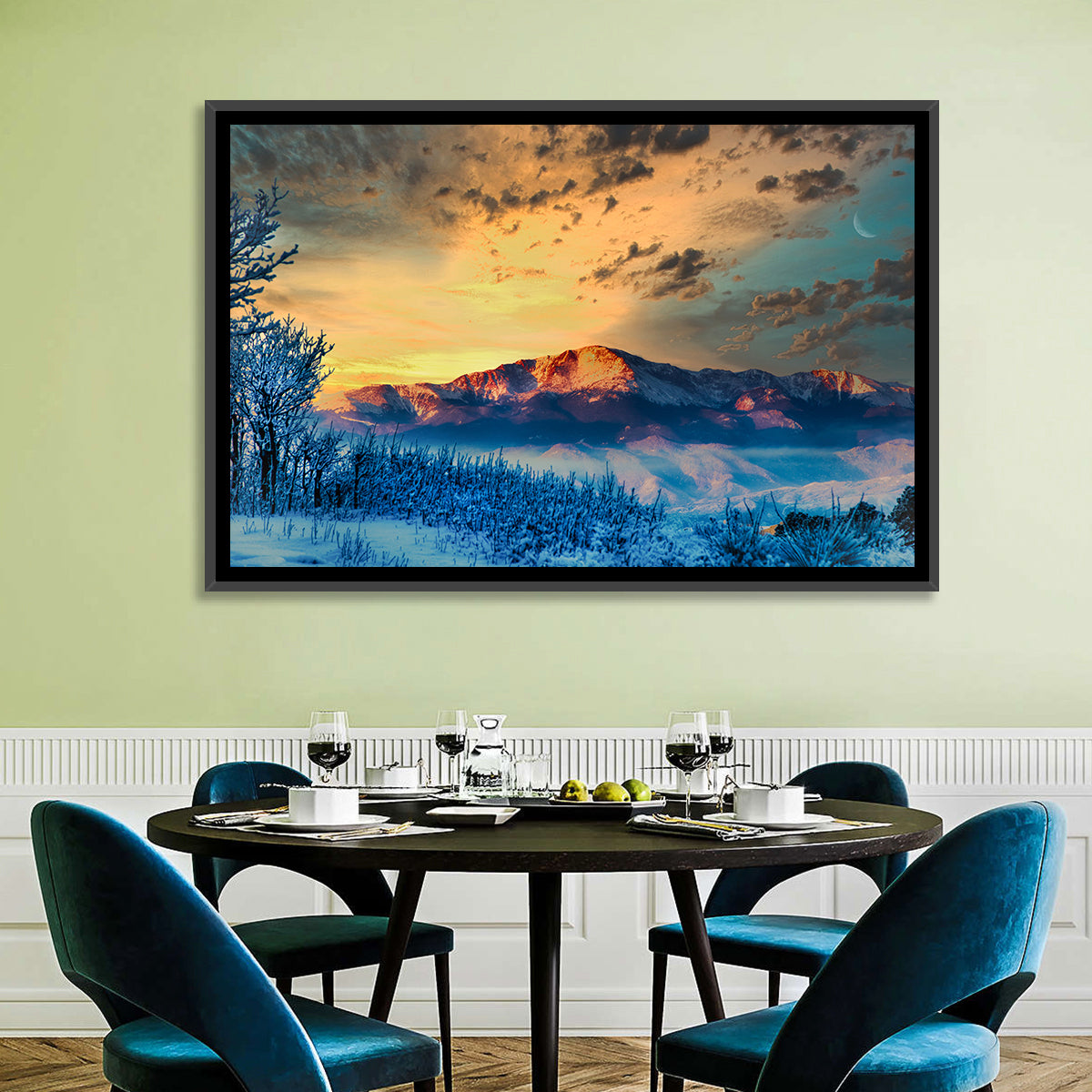Pikes Peak Golden Sunset Wall Art