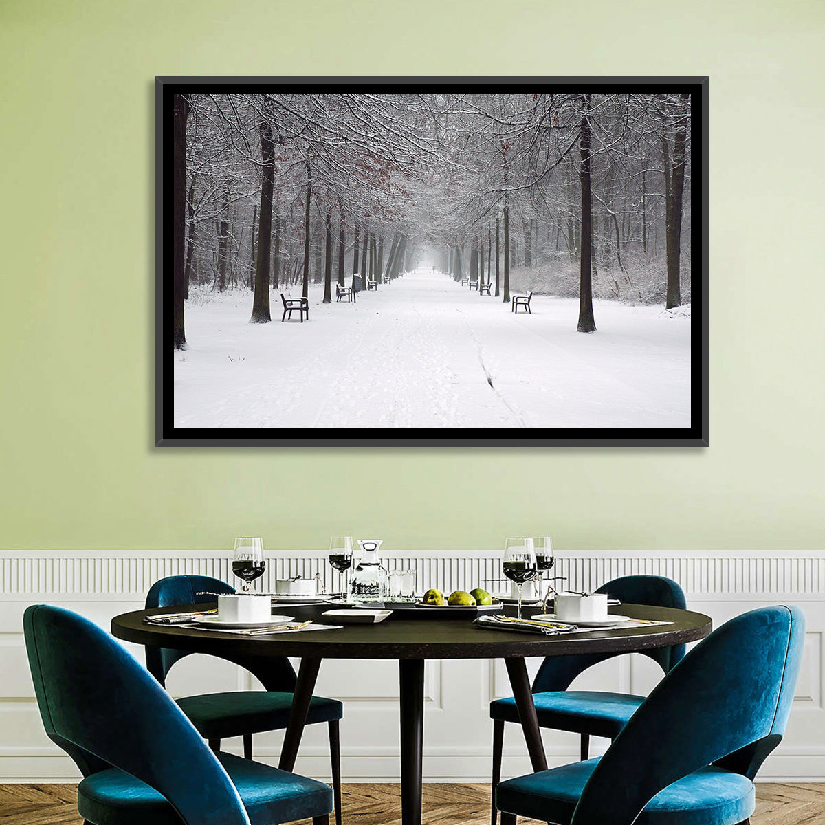 Snow Covered Park Lane Wall Art