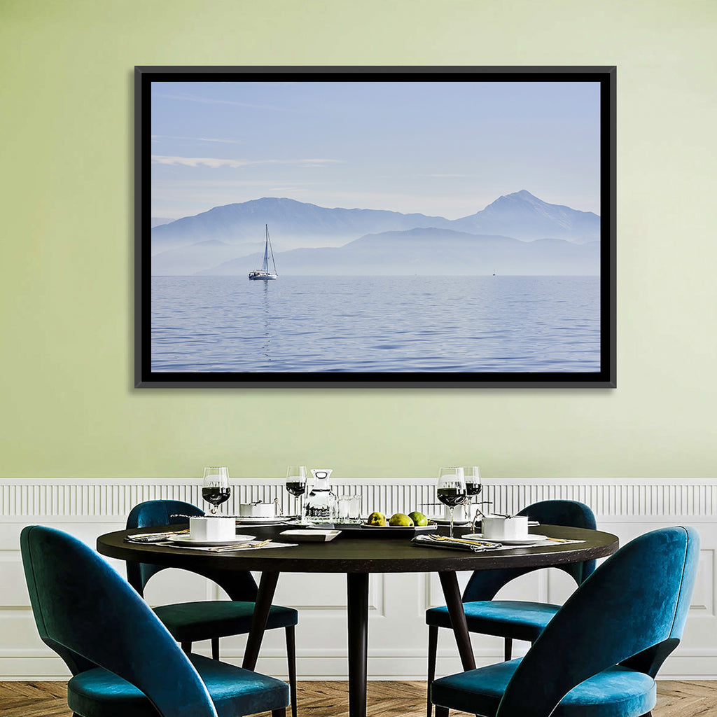 Sailboat and Misty Mountains Wall Art