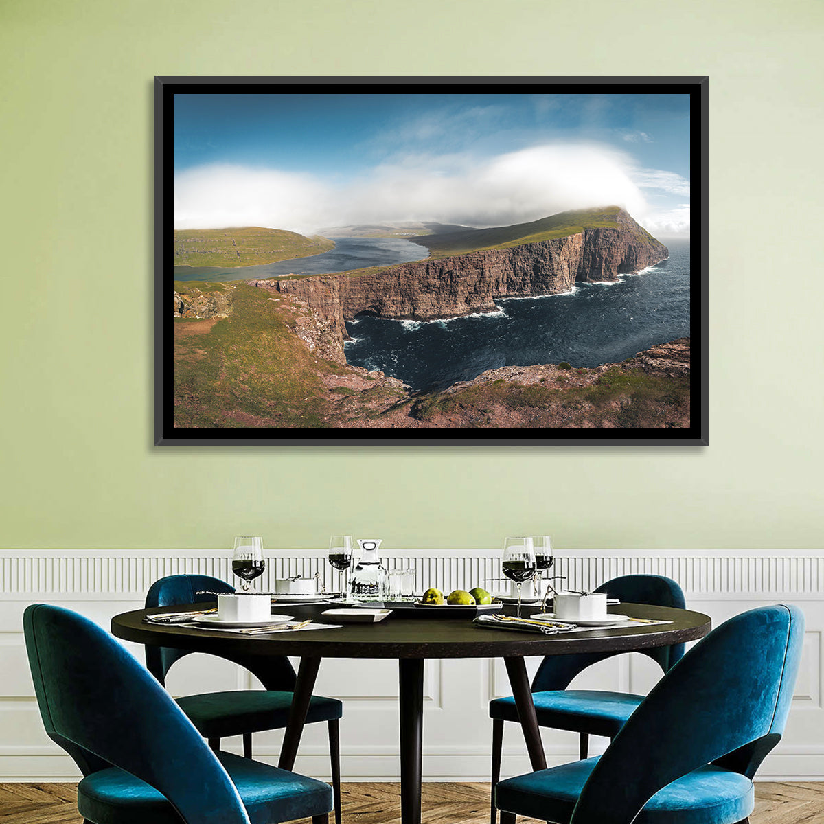 Traelanipa Cliffs, Sørvágsvatn Wall Art in a room, landscape