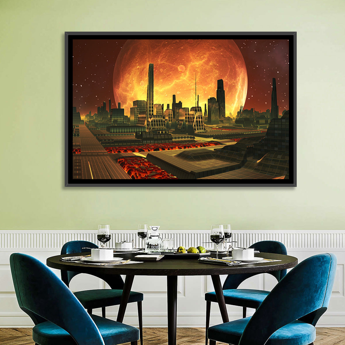 Futuristic Aliens City Wall Art