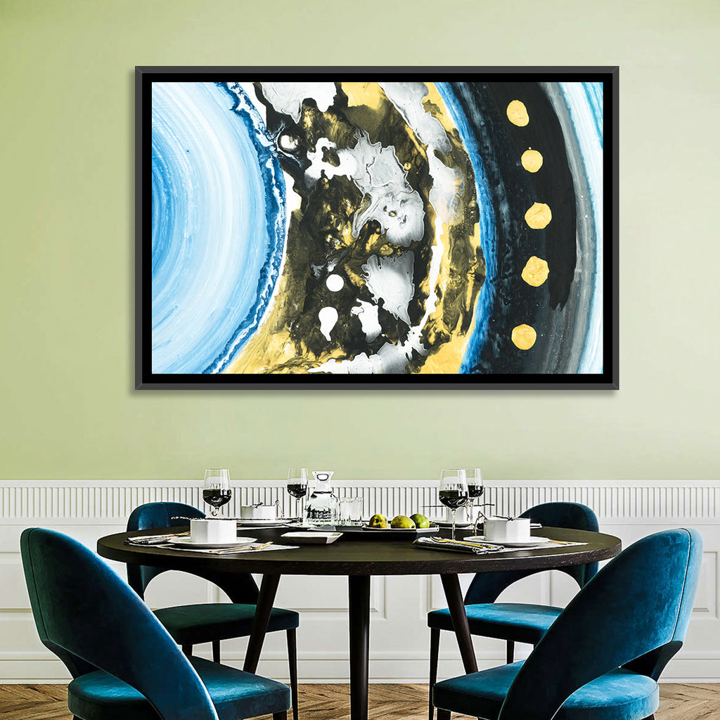 Planet Rings in Blue and Gold Wall Art