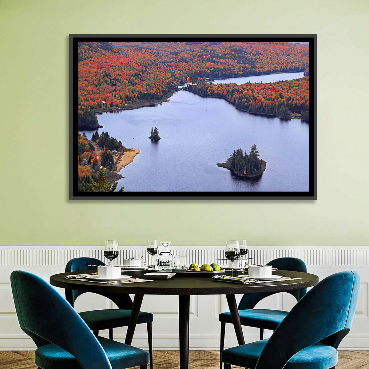 Lake Monroe Aerial with Islands Wall Art in a room, landscape