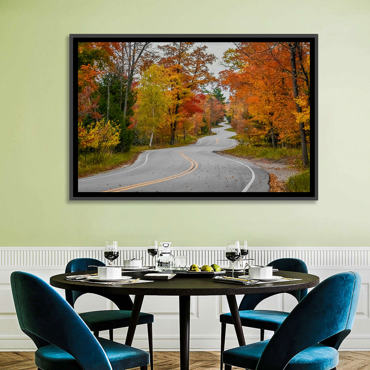 Winding Autumn Highway Wall Art