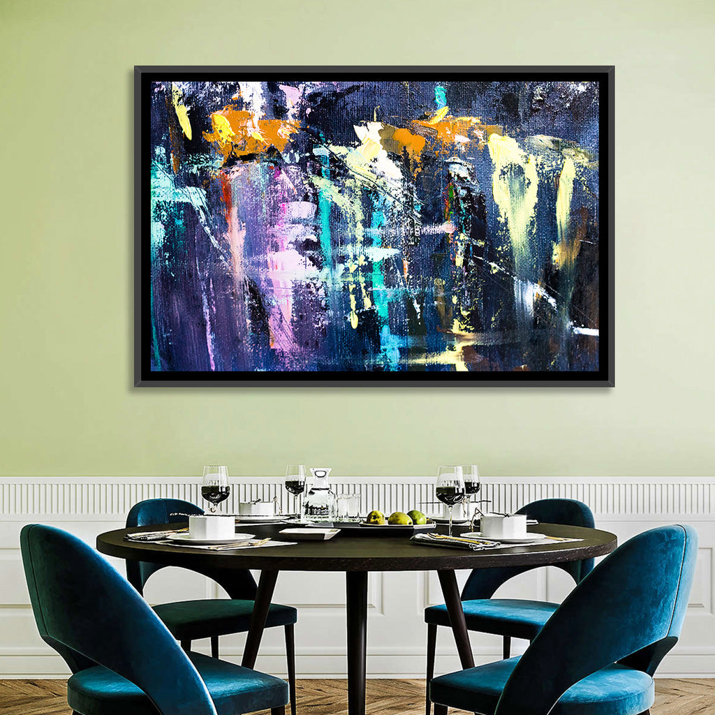 Impasto Waterfall in Blue and Purple Wall Art