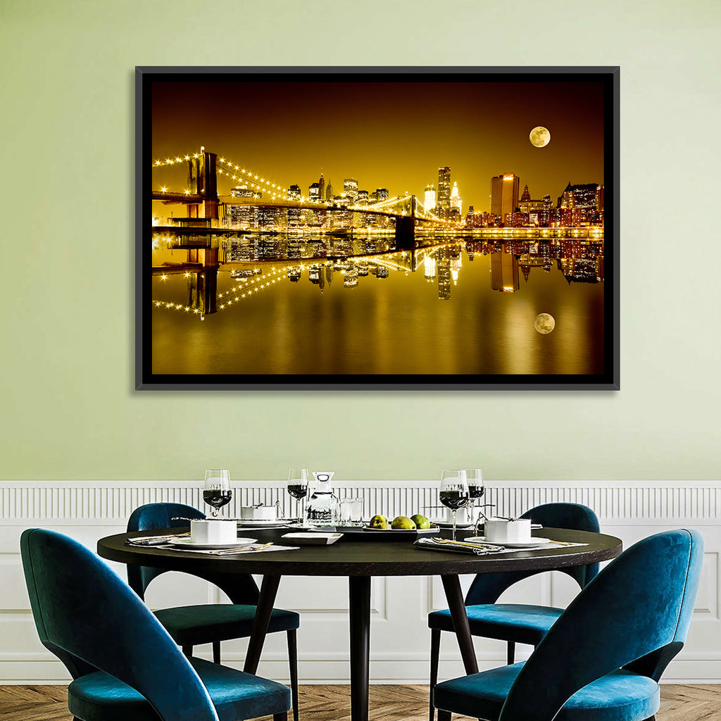 Brooklyn Bridge Moonlit Reflection Wall Art