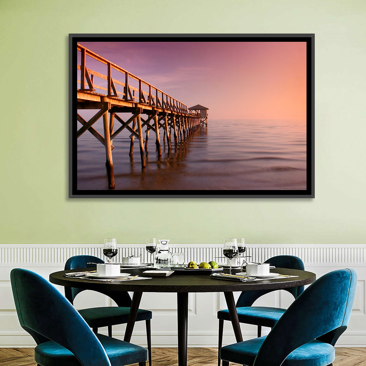 Gulf of Mexico Pier Wall Art in a room, landscape