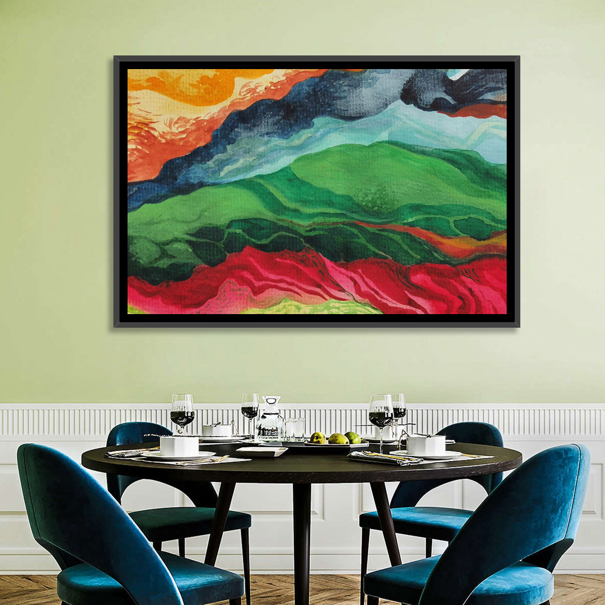 River Through Abstract Mountains Wall Art