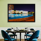 Moonlit Resort Pool Reflection Wall Art