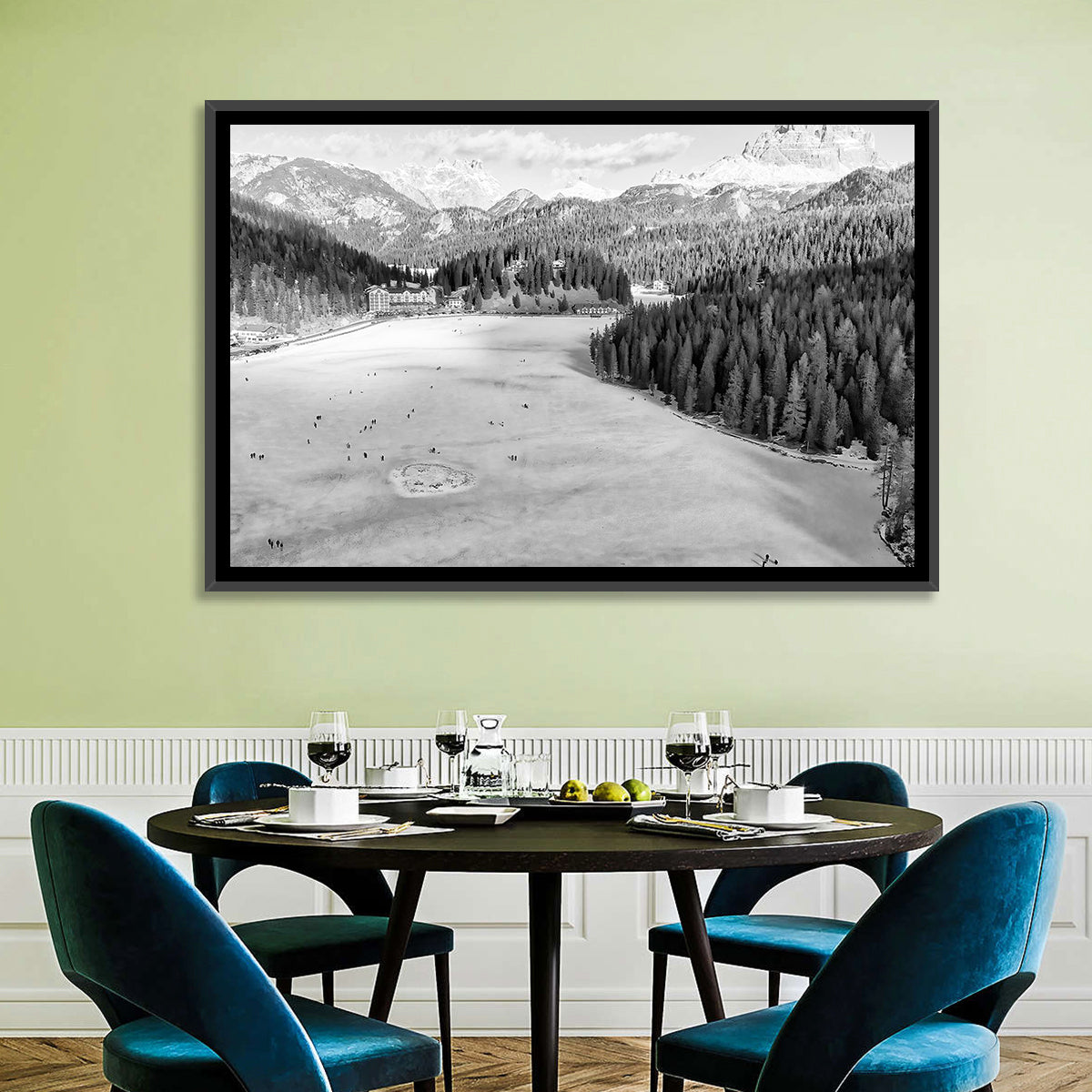 Dolomites at Lago Di Misurina Wall Art in a room, landscape