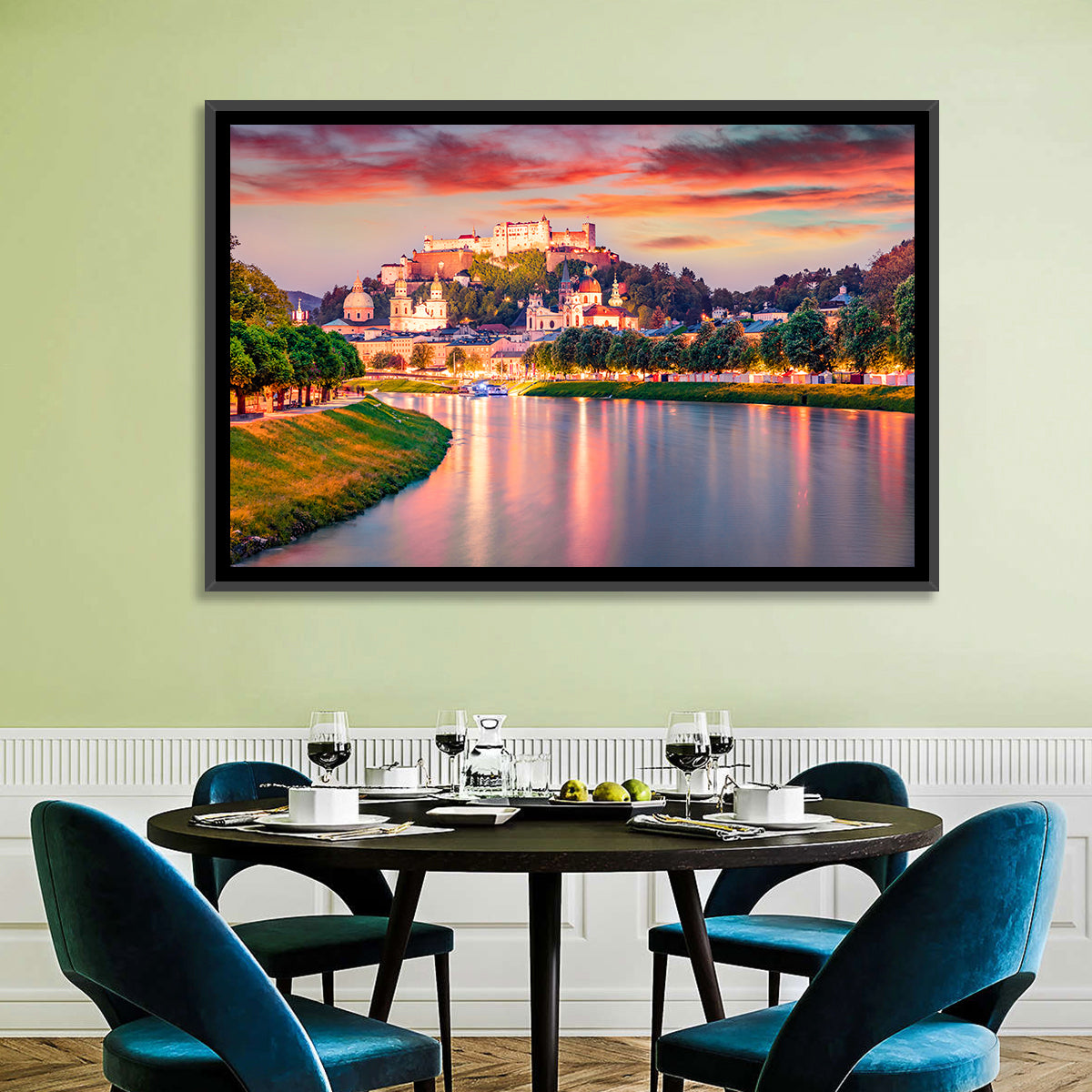 Hohensalzburg Fortress at Sunset Wall Art