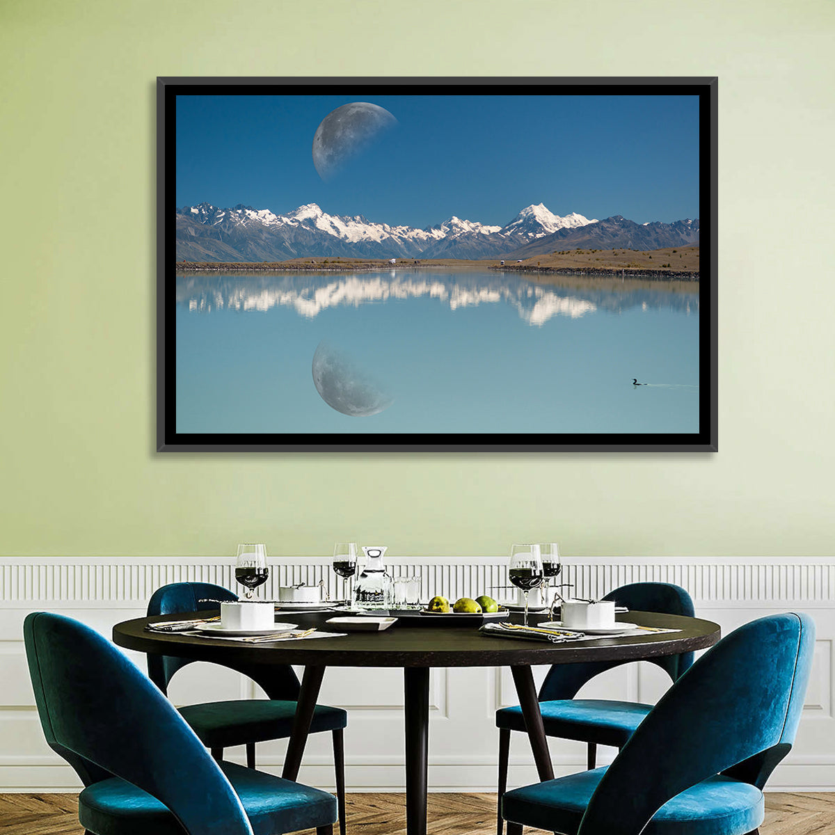 Moon Over Mt Cook and Lake Pukaki Wall Art