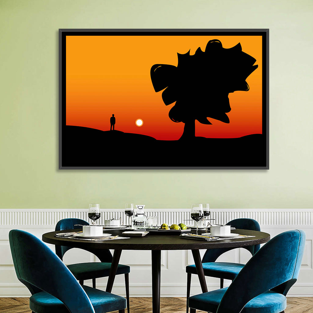 Solitary Sunset Silhouette Wall Art
