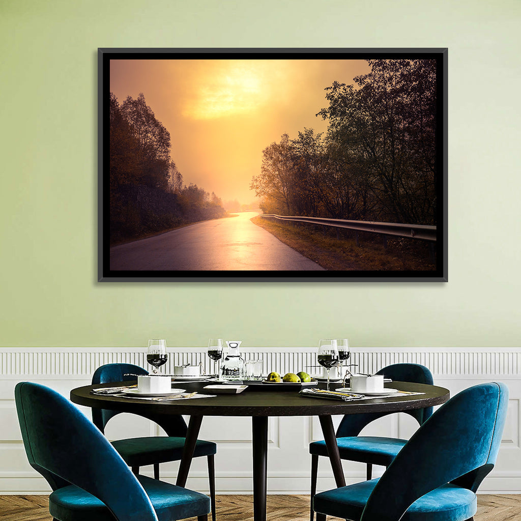 Windy Misty Forest Road Wall Art