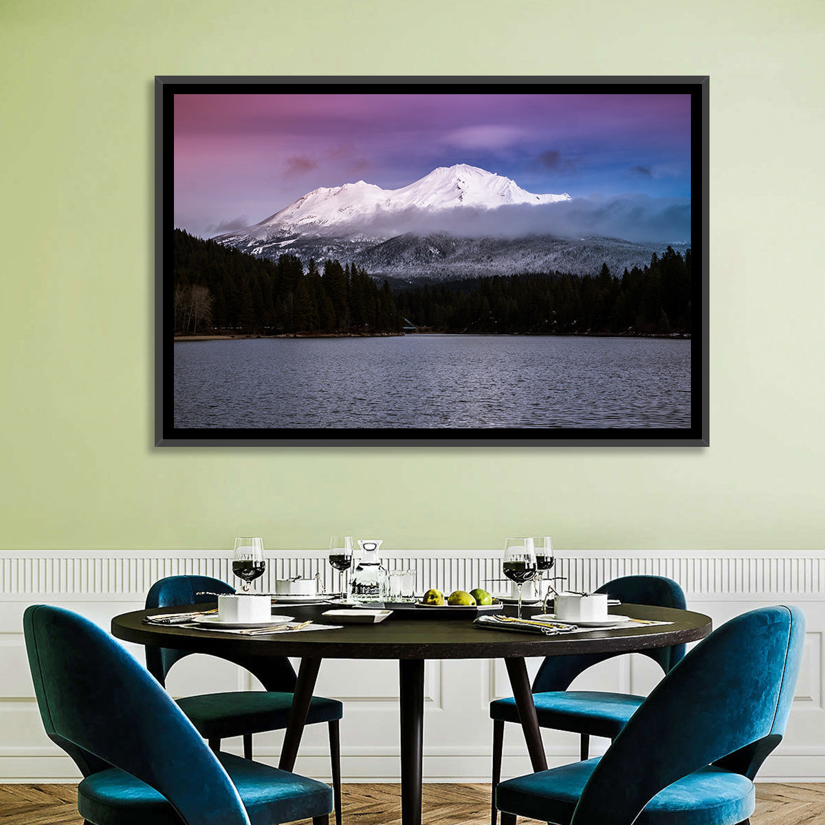 Mount Shasta from Lake Siskiyou Wall Art in a room, landscape
