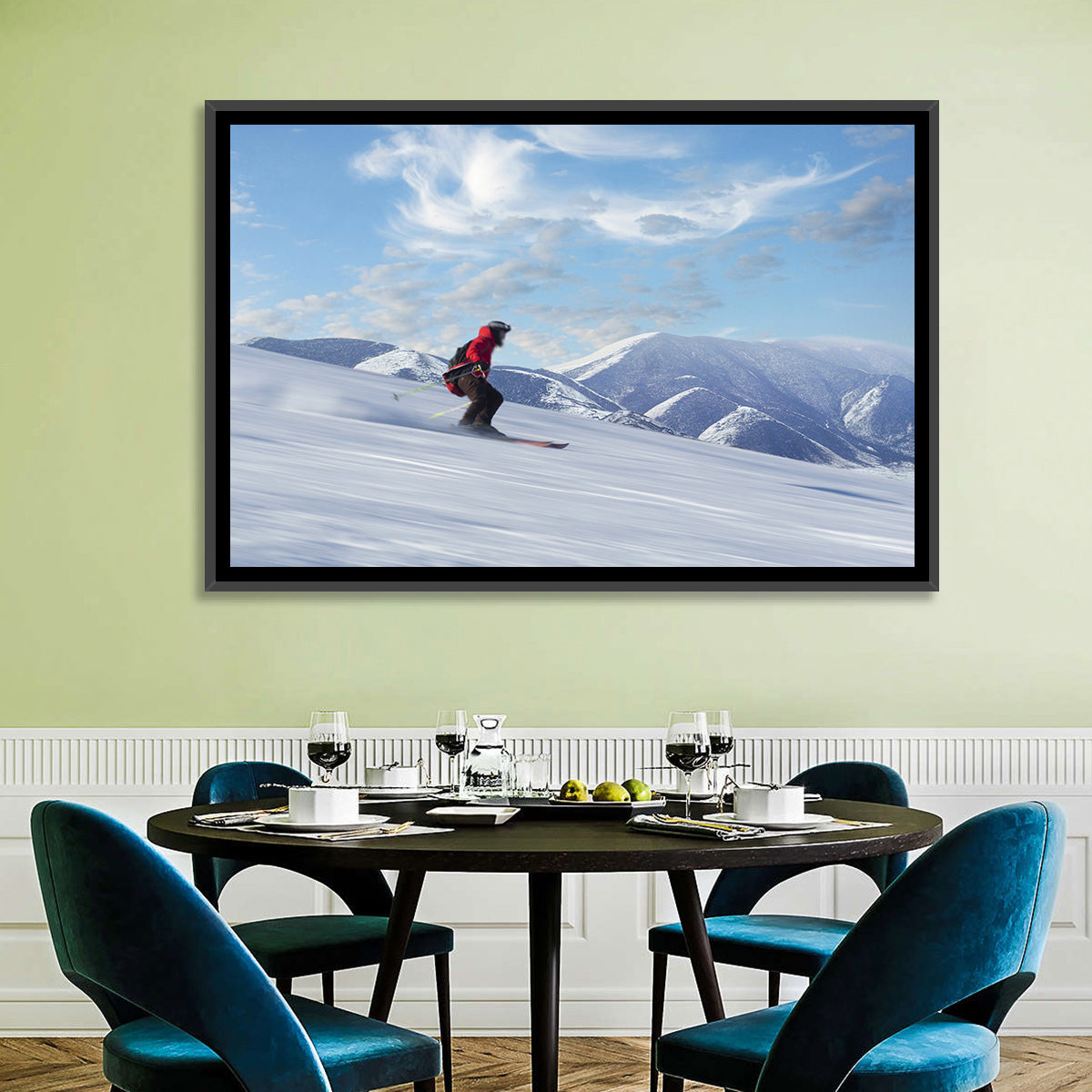 Skier on Snowy Mountain Slope Wall Art