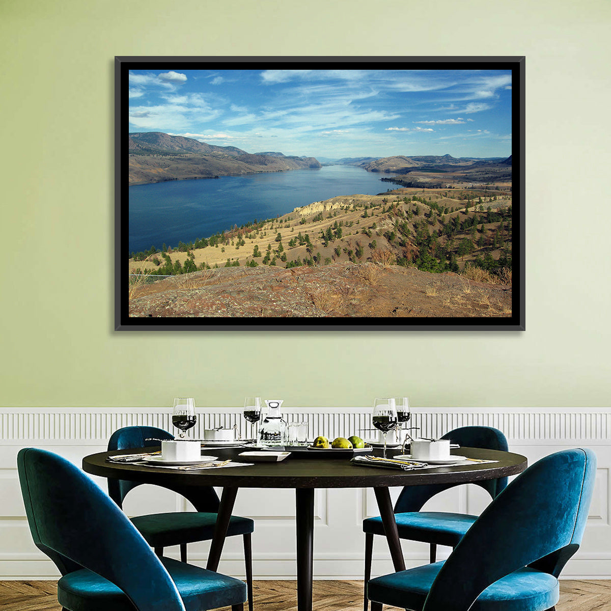 Kamloops Lake View Wall Art in a room, landscape