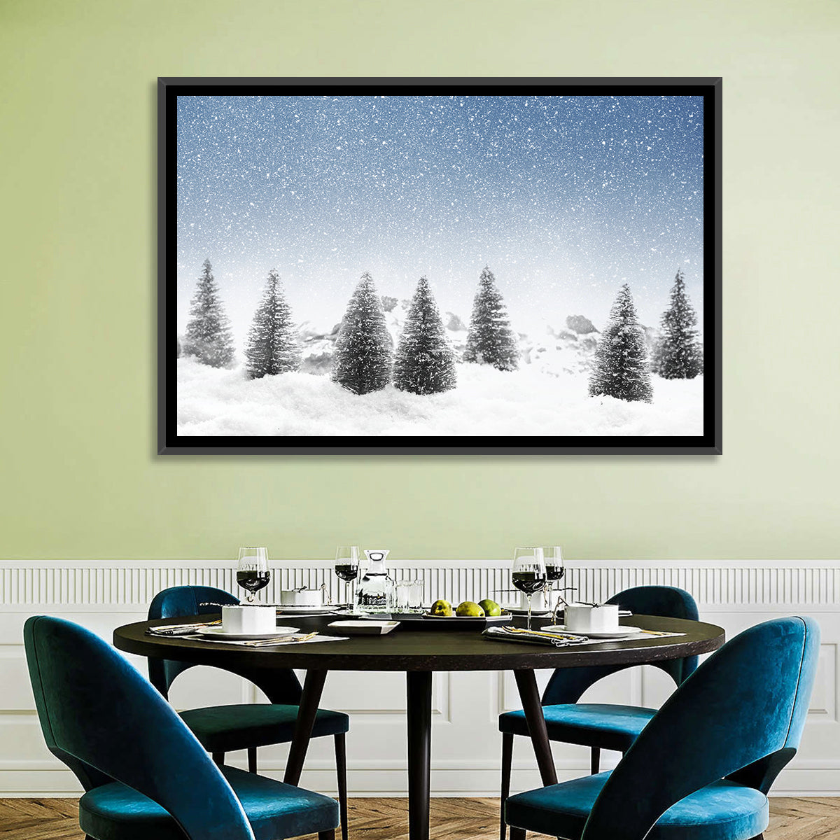 Winter Pine Trees Landscape Wall Art