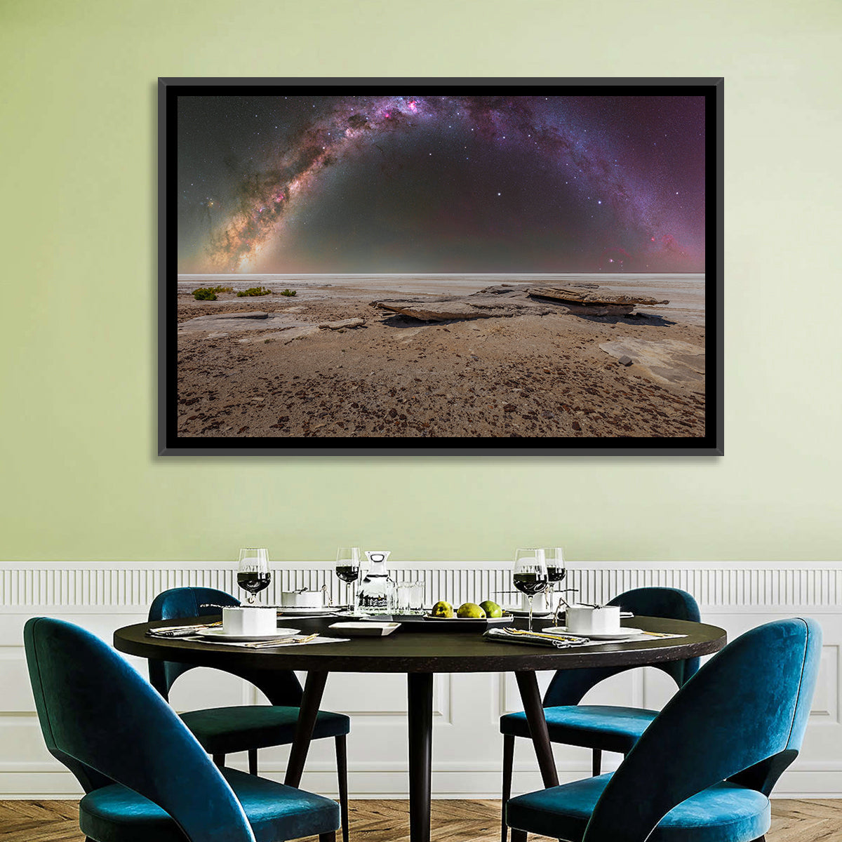 Lake Eyre Milky Way Wall Art in a room, landscape