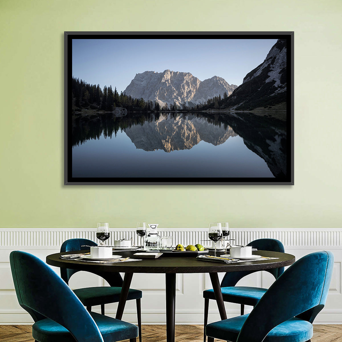 Zugspitze from Lake Seebensee Wall Art in a room, landscape