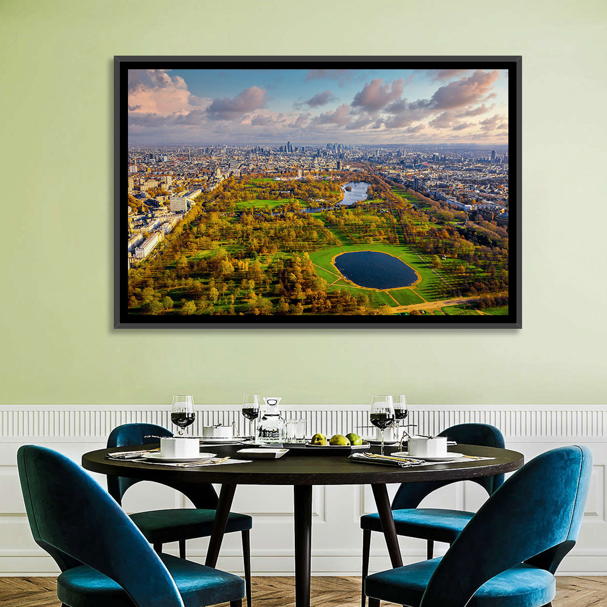 Hyde Park Aerial View Wall Art in a room, landscape