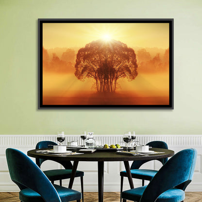 Hazy Tree Sunset Wall Art
